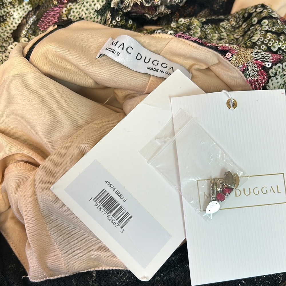 NWT Mac Duggal Floral One Shoulder Dress with High Slit - Picture 10 of 11